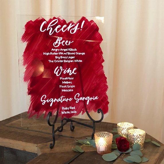 Lynn made this eye-catching sign offering yummy beverages for guests to enjoy after the ceremony.