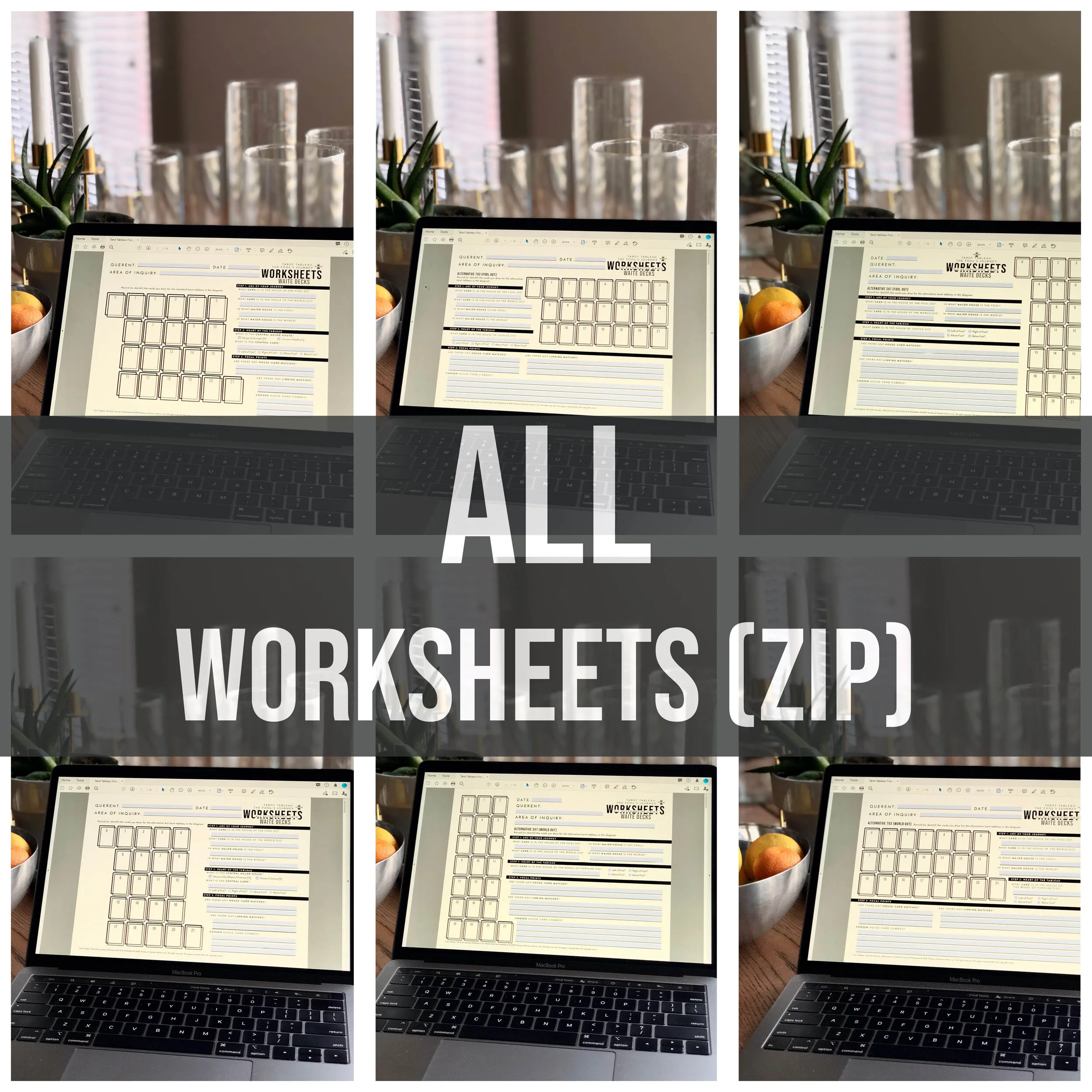 Tarot Tableau | Standard Worksheets [PDF] — Hermit's Mirror