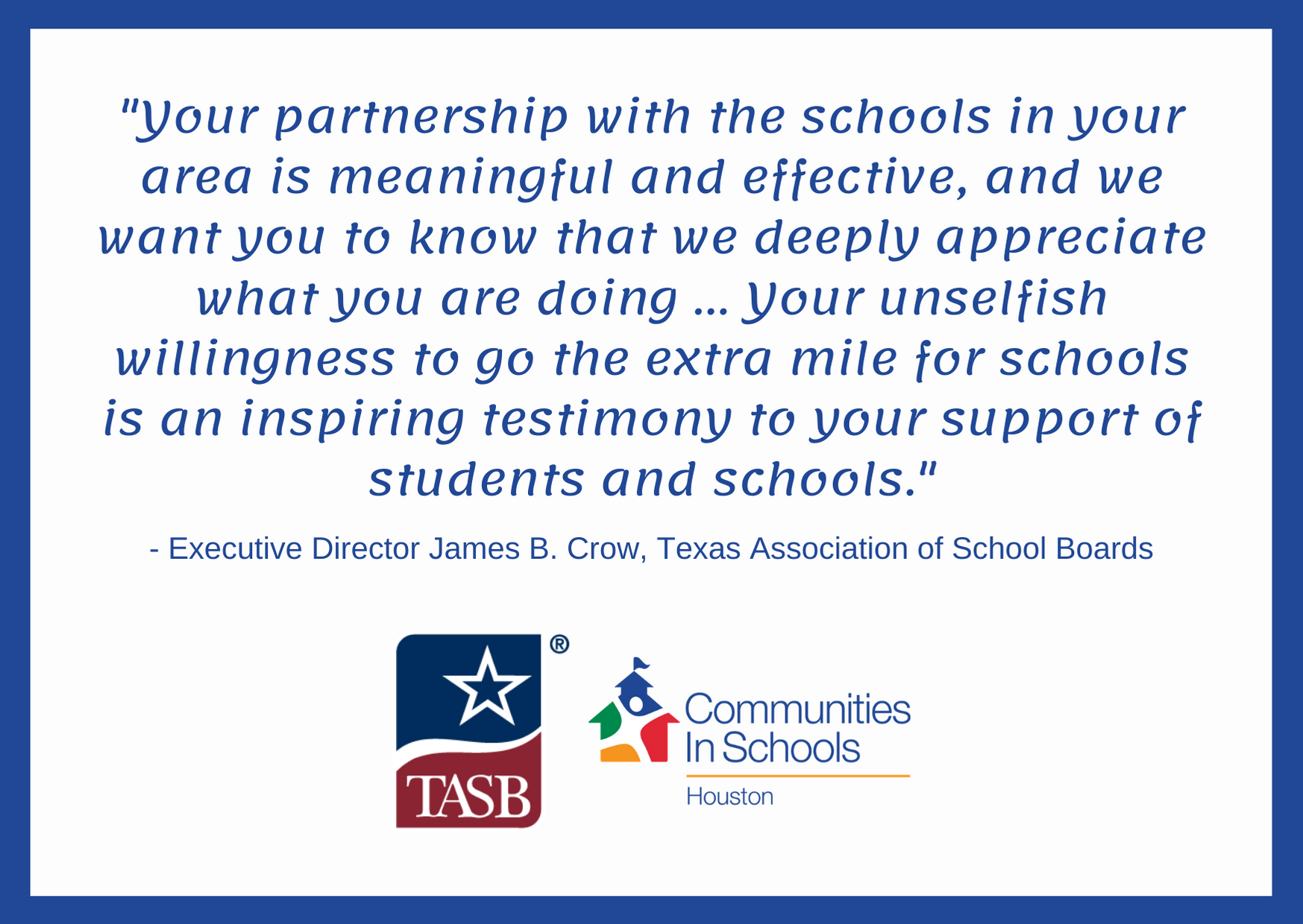 TASB honors CIS of Houston with school partnership award