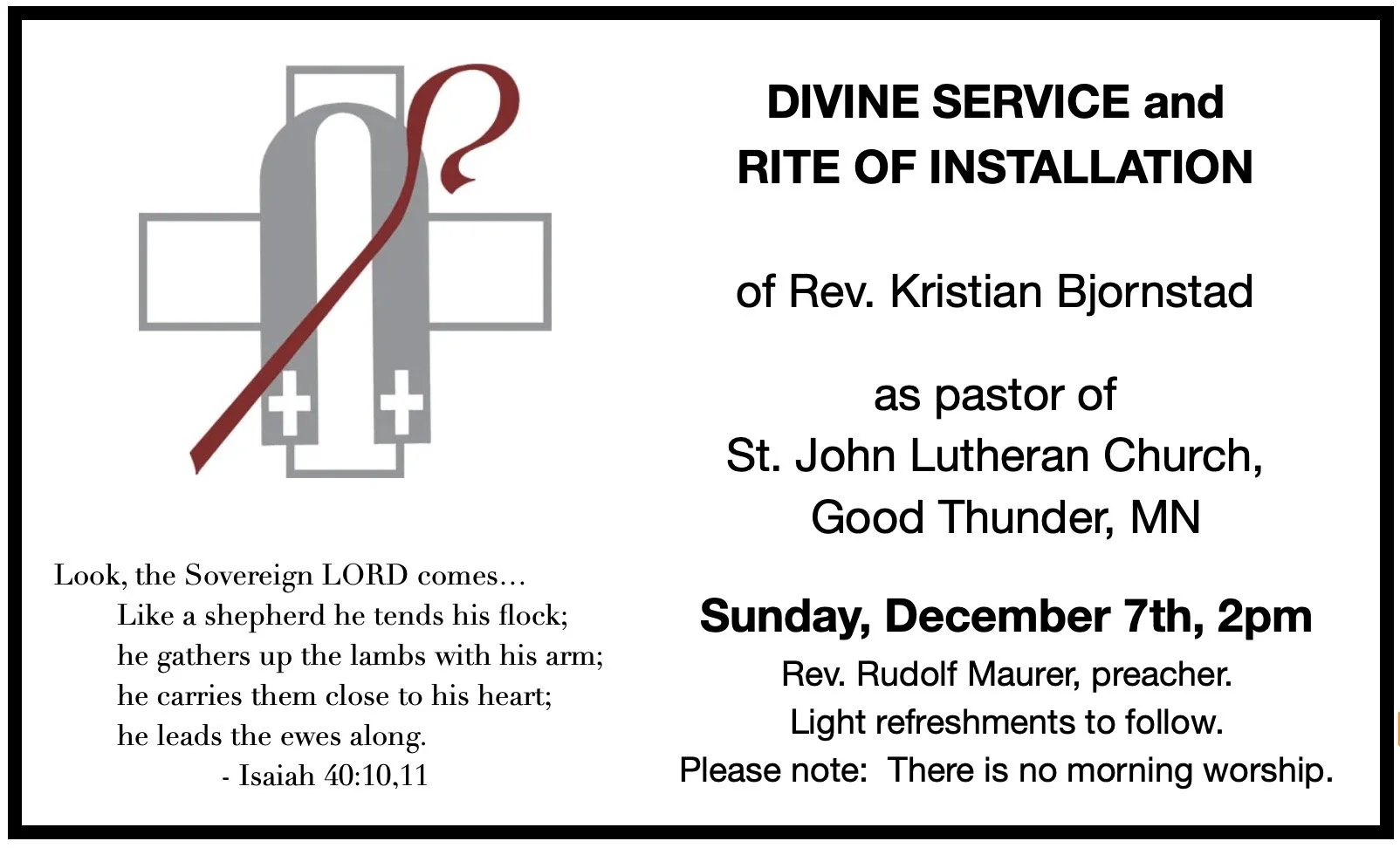 Divine service and rite of installation