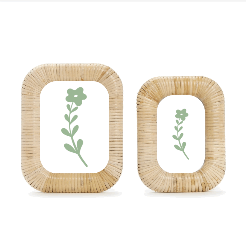 Rounded Edges Woven Rattan Frame