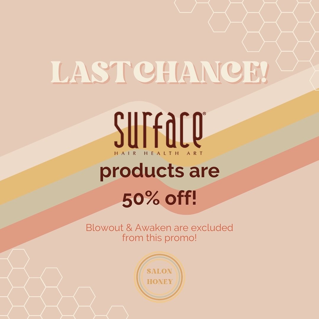 ✨ LAST CHANCE ✨ to take advantage of our Surface Sale! Almost the entire line is 50% off and it&rsquo;s a perfect time to stock up! 🧴🐝 Don&rsquo;t miss you&mdash;we&rsquo;re open until 8pm tonight and from 9am&mdash;6pm tomorrow!
.
.
.
.
.
.
.
#ind