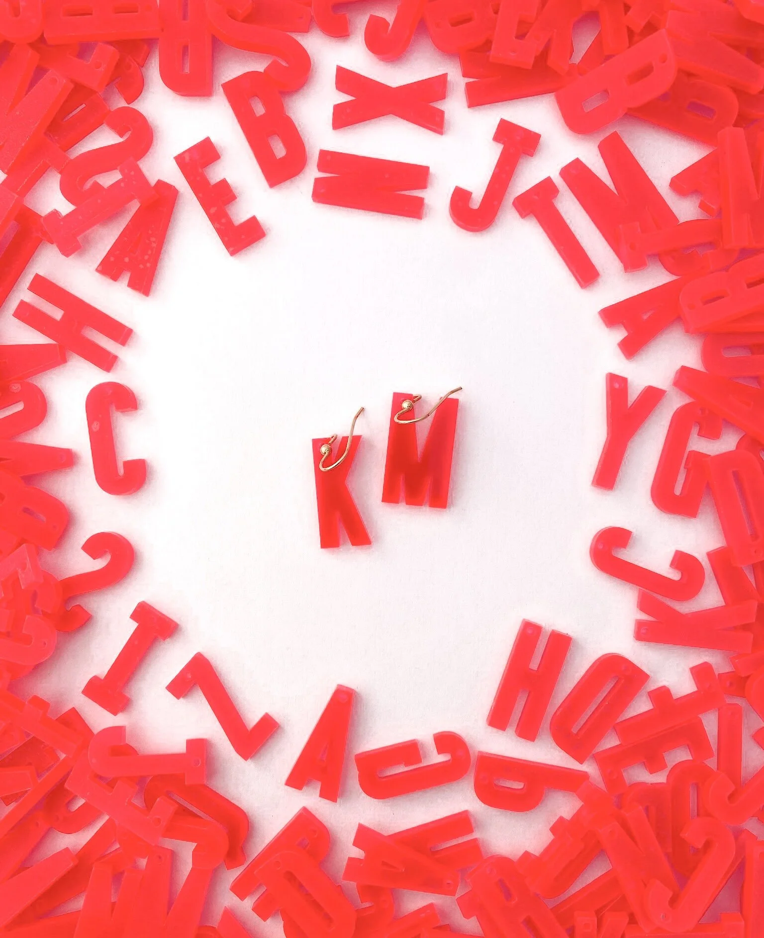 Neon Red Monogram MIXXI Earring