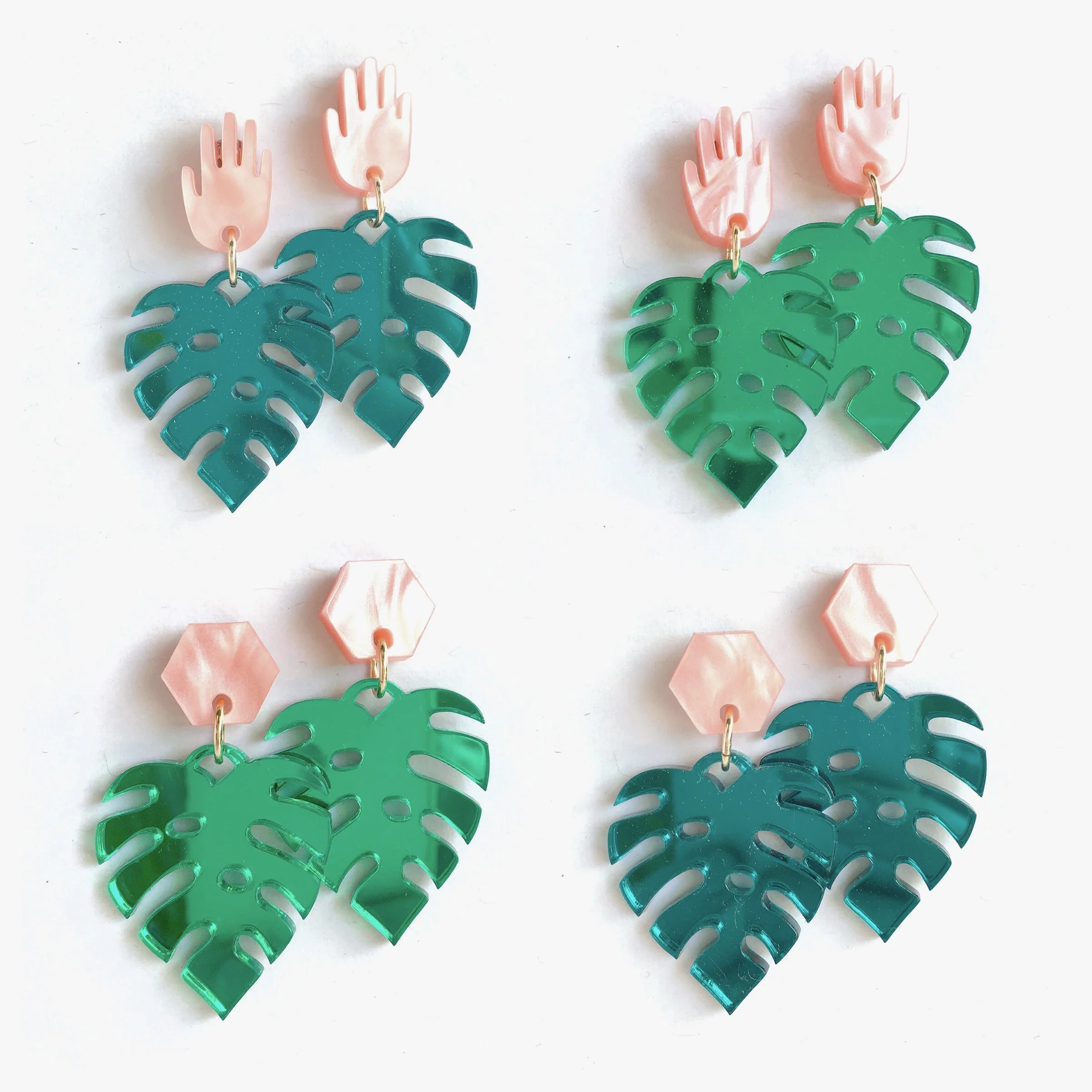 Mirrored Monstera Earrings