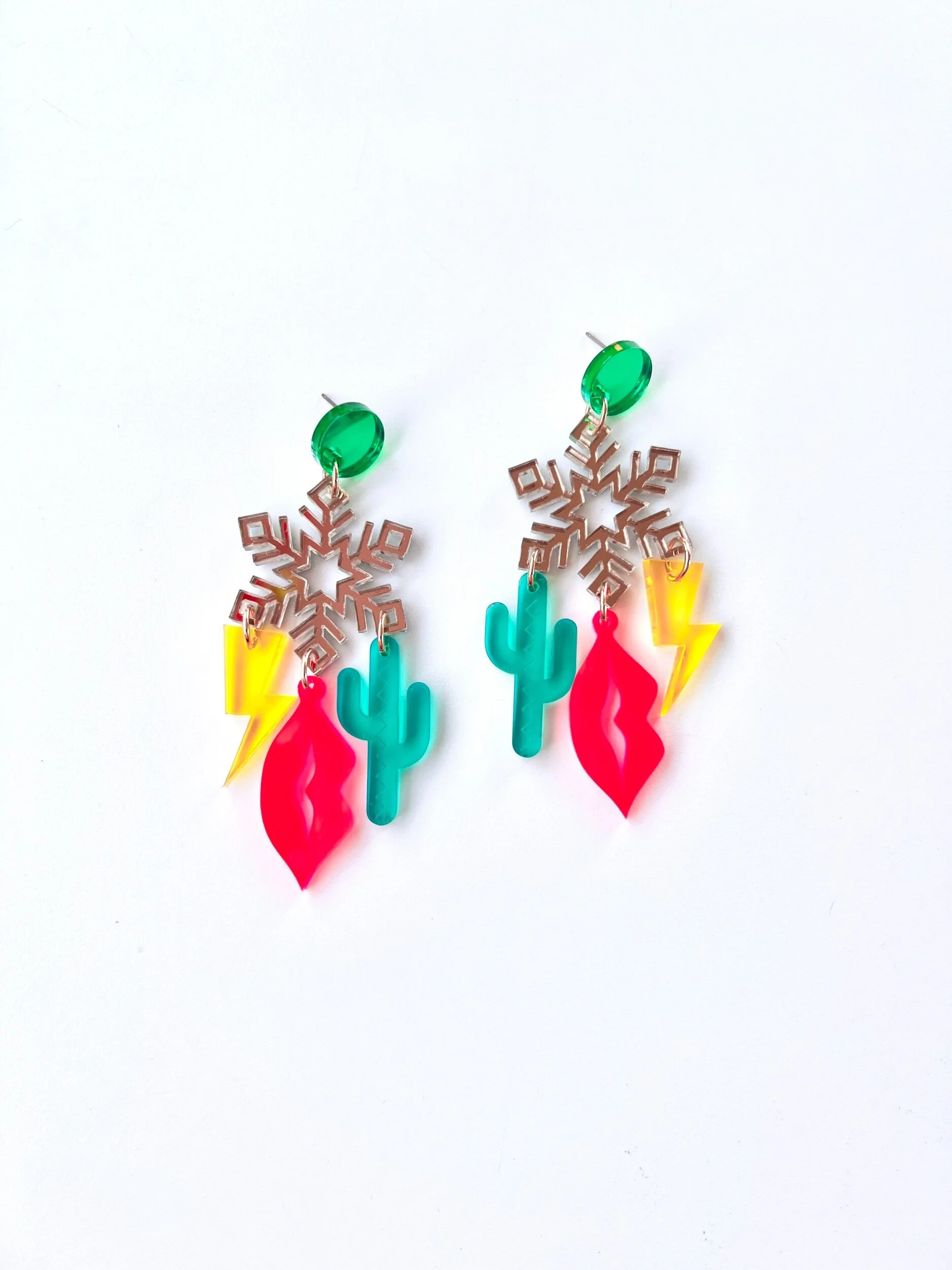 Maximalist Mirrored Snowflake Earrings