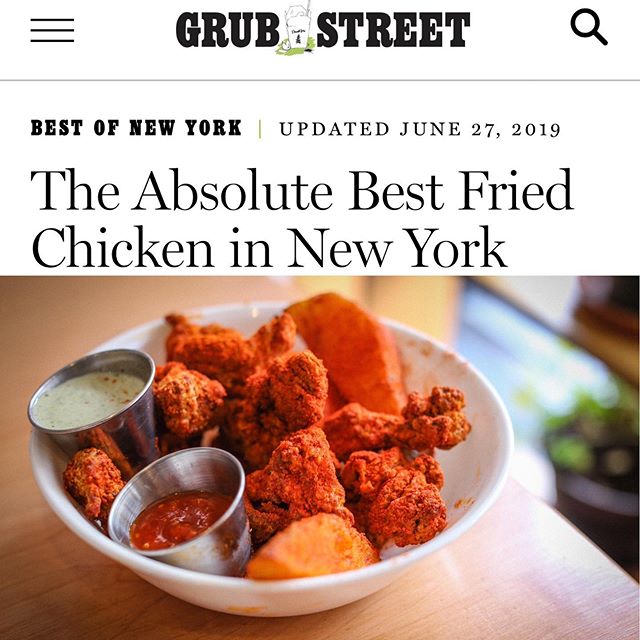 Thank you Robin &amp; Rob @grubstreet @nymag for including our fried chicken as one of the absolute best in the city (#3). Served only for lunch between Mon-Fri, these golden crunchy 🍗bites are inspired by chicken pakoras from a hawker stall that @c