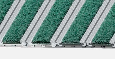 Aluminum grill mat technical drawing with green inserts