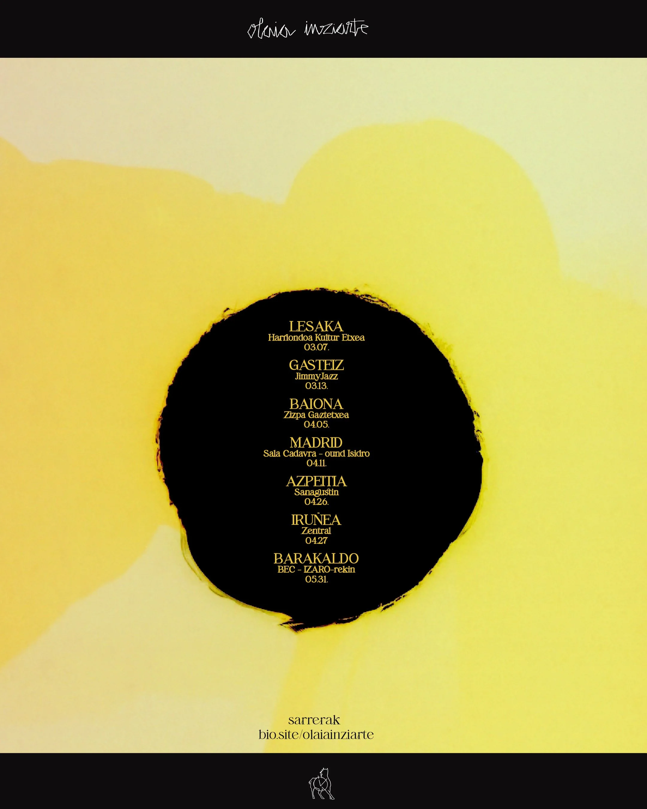 Olaia Inziartek 2025eko biraren lehen datak iragarri ditu