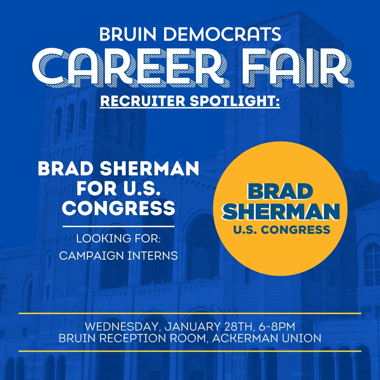 Last spotlight before the big event! Sherman for Congress will be in attendance, looking for campaign interns! 

See you in 3 hours! Last-minute RSVPs can still be made at the link in our bio!