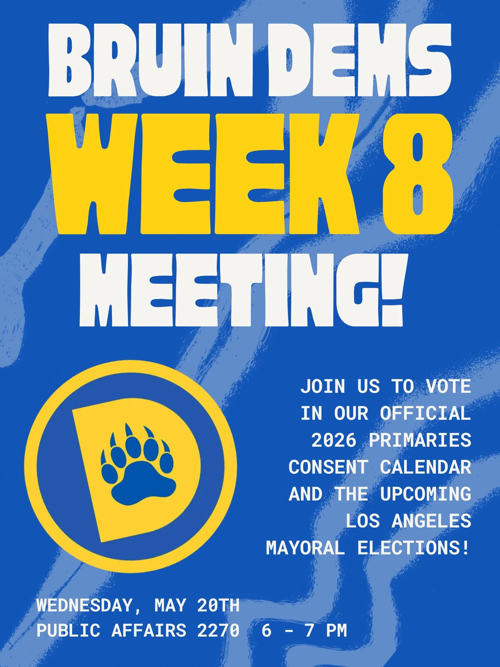 Join us tomorrow at Public Affairs 2270 from 6-7 p.m. to participate in our official 2026 primaries consent calendar vote, as well as our official endorsement in the upcoming Los Angeles Mayoral Elections!