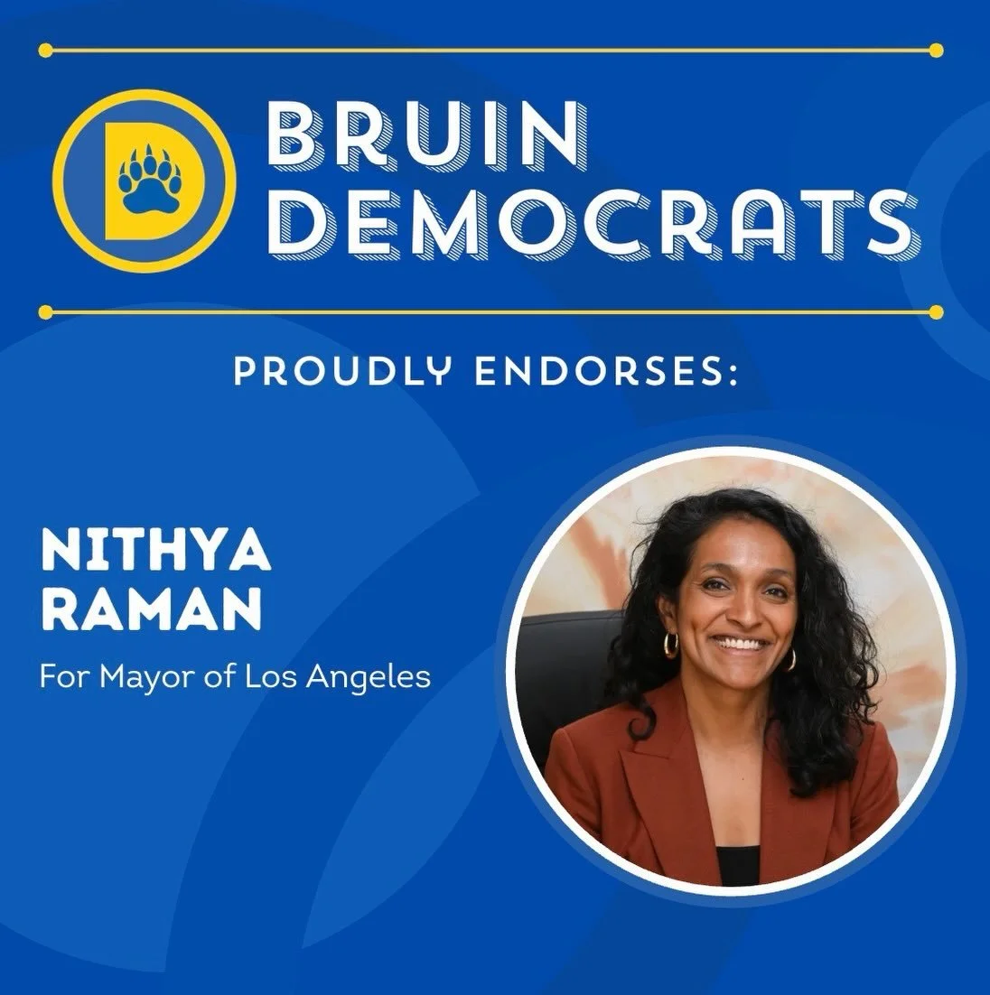 We are proud to endorse Nithya Raman for Mayor of Los Angeles! @nithyaforthecity