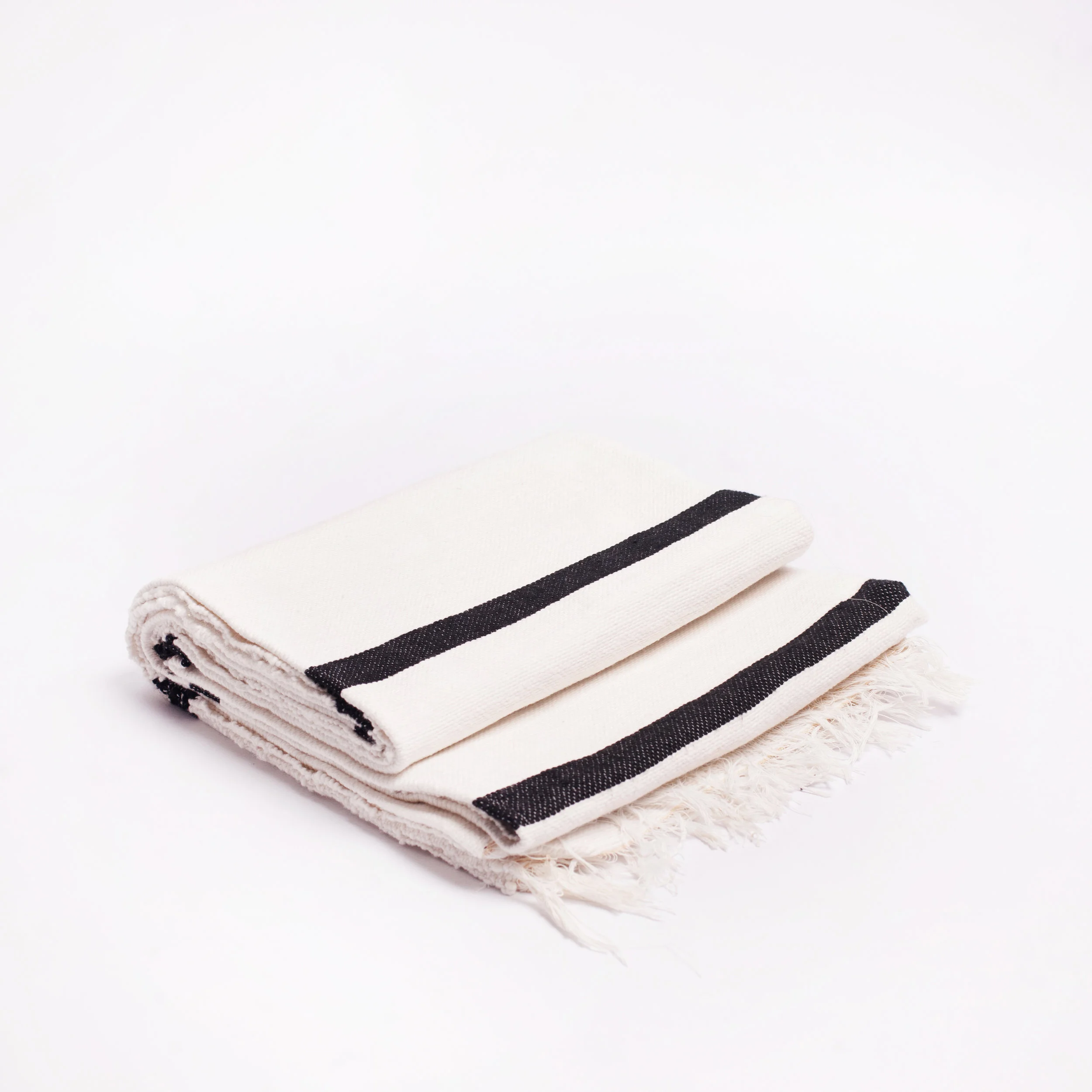 white blanket black stripes