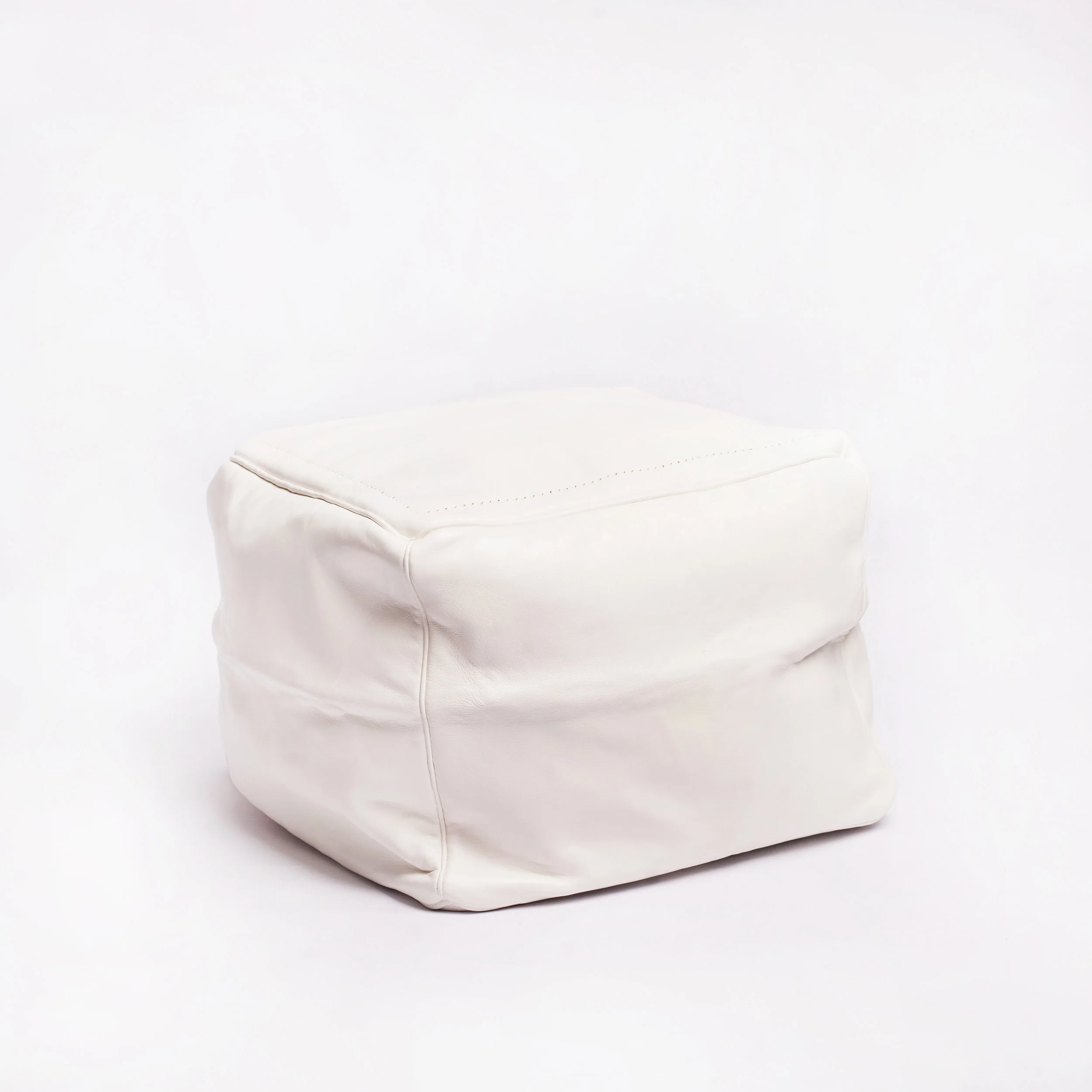 leather pouf white
