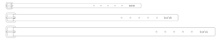 SMALL TOTAL LENGTH: 15”(380mm) x TOTAL WIDTH: 0.5”(12mm) MEDIUM TOTAL LENGTH: 18.8"”(480mm) x TOTAL WIDTH: 1”(25mm) LARGE TOTAL LENGTH: 22.8"”(580mm) x TOTAL WIDTH: 1.3”(33mm)