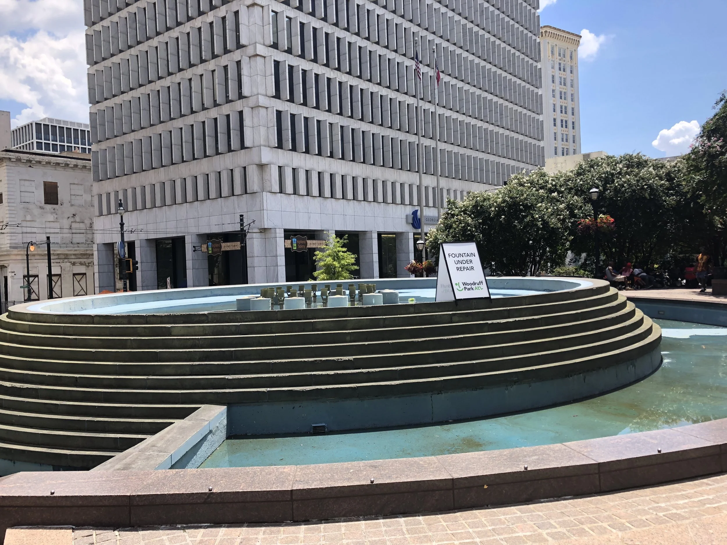 The fountain, once a cooling spot for tired runners is currently under repair.