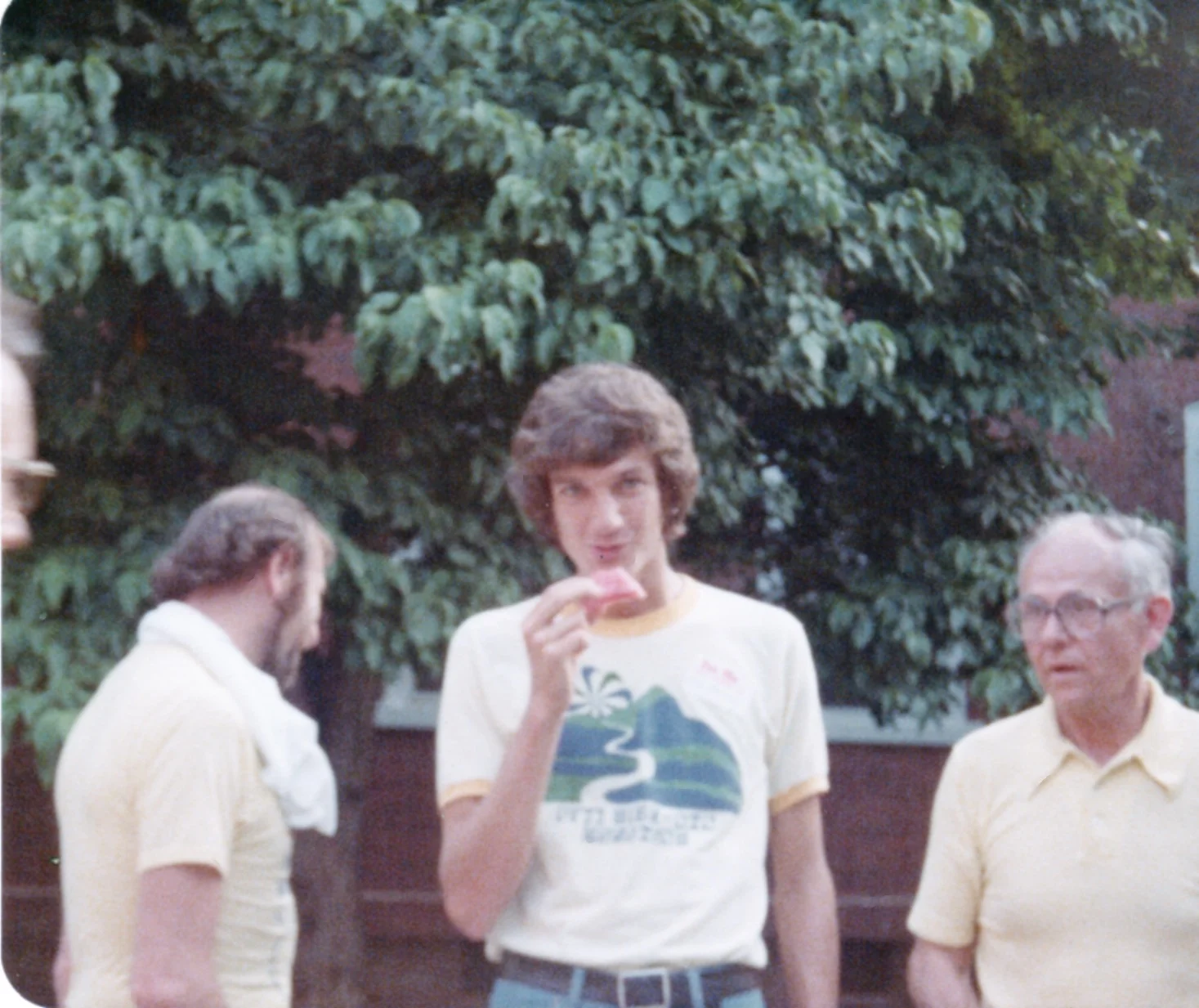 Kardong took part too. That’s Fred Lebow, founder of the New York City Marathon on the left. Elliot Galloway, father of Jeff and founder of the Galloway School in Atlanta is on the right.