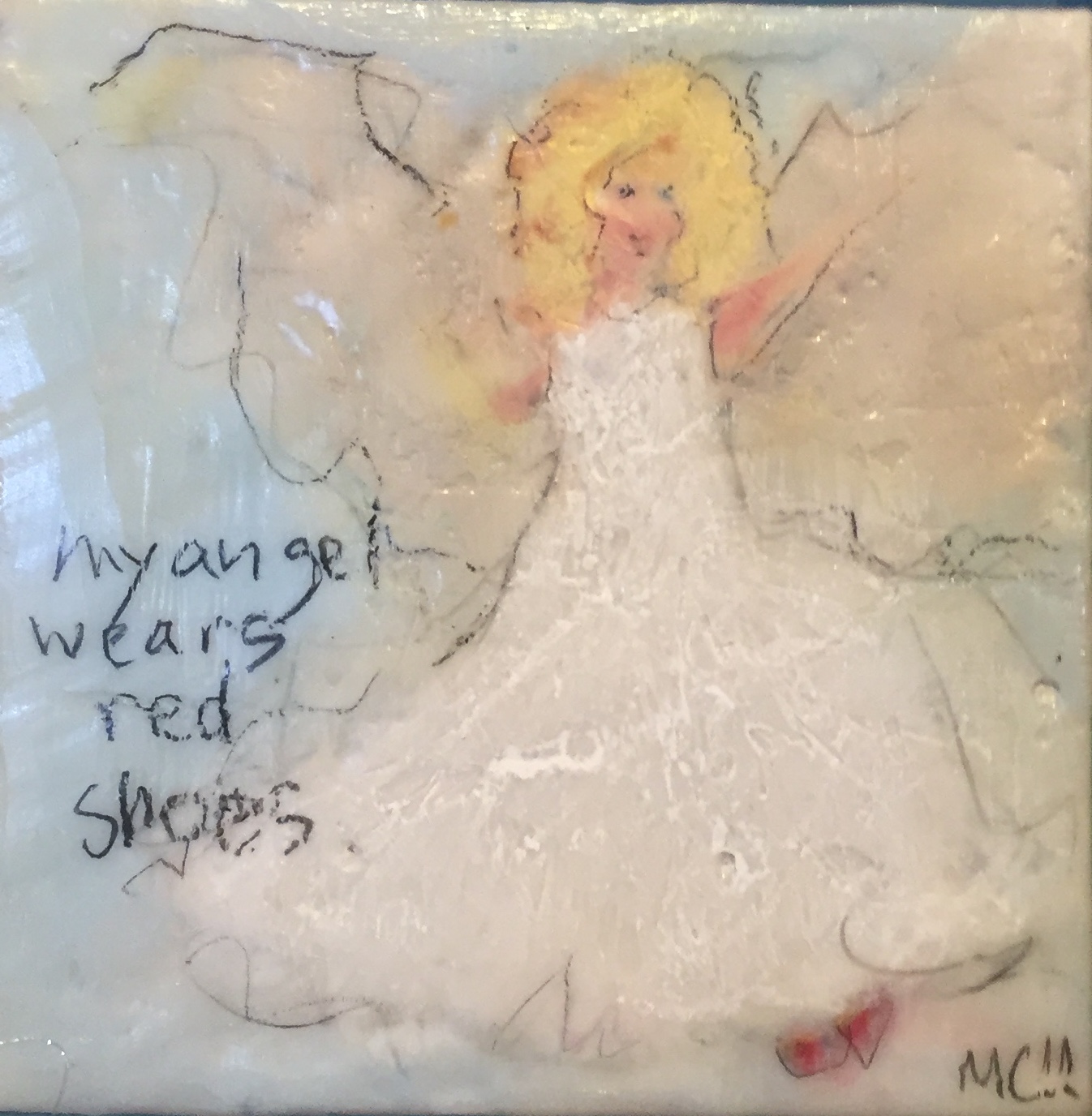 MY ANGEL WEARS RED SHOES - $125