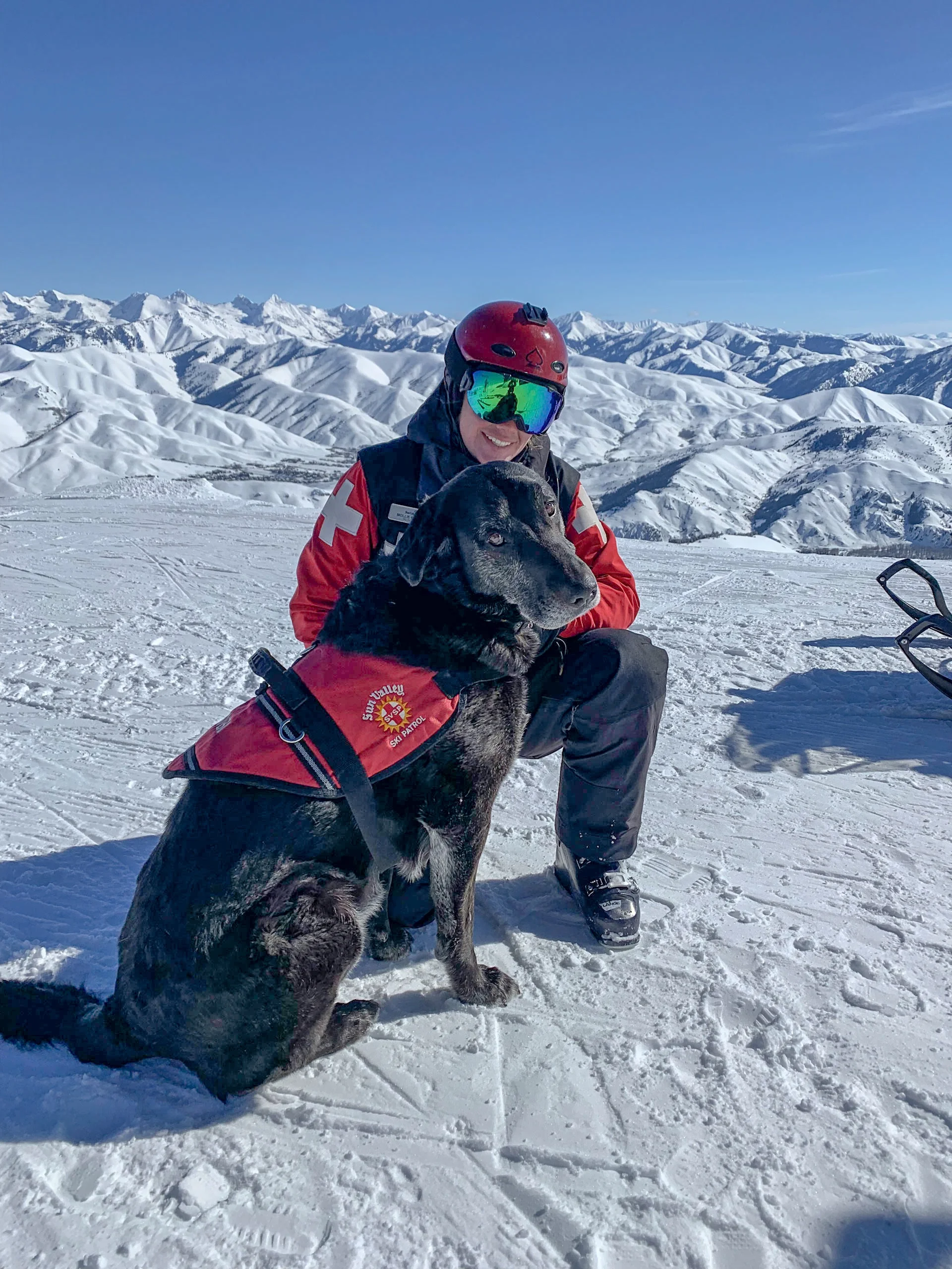 Sun Valley Ski Patrol member Kobi with his handler.