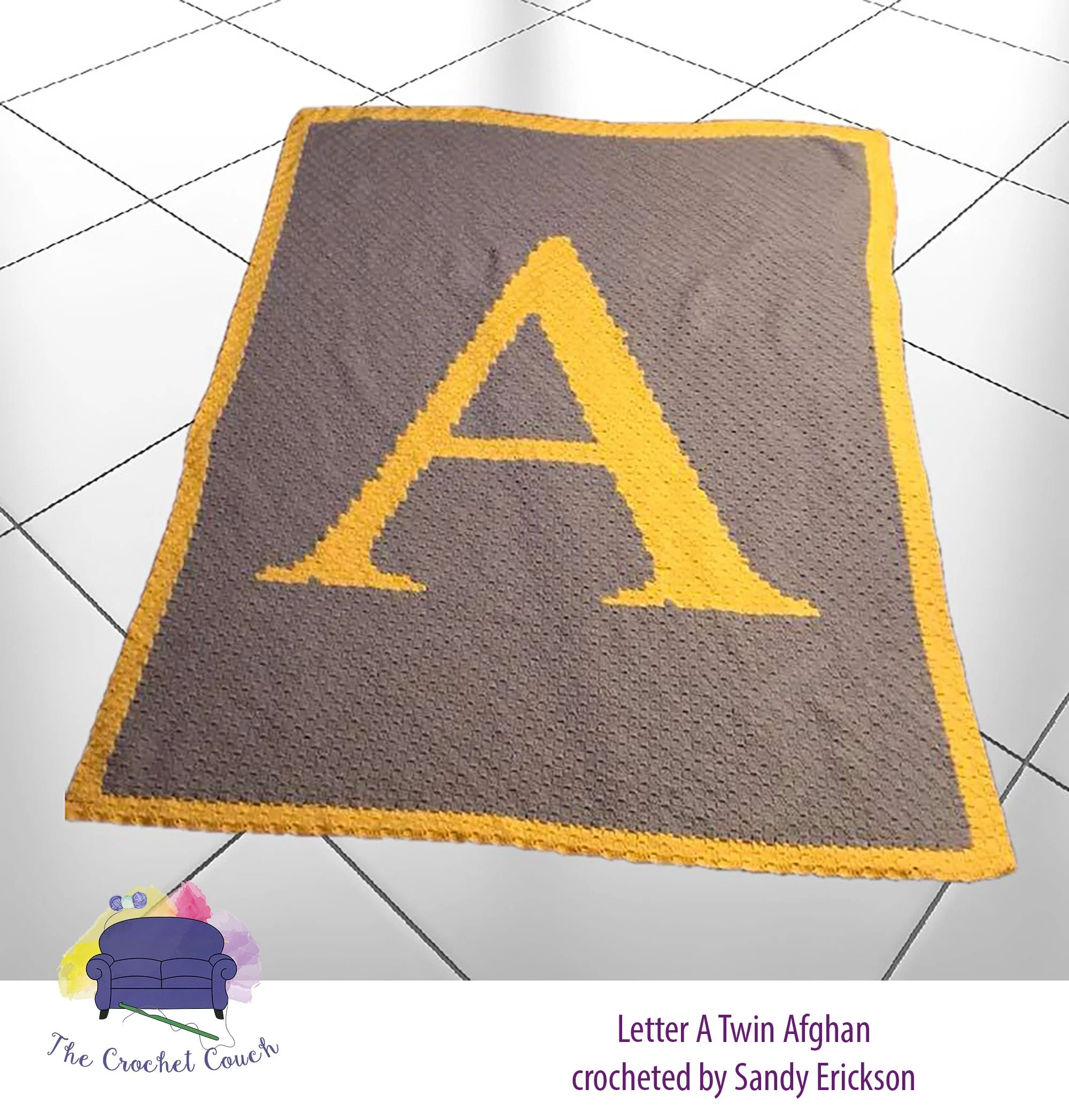 Letter A Twin Afghan, C2C Crochet Pattern