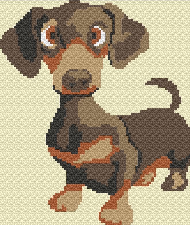 Dachshund Pup Afghan C2C Crochet Pattern