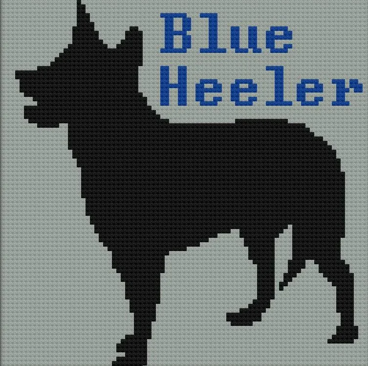 Australian Blue Heeler Silhouette Afghan C2C Crochet Pattern