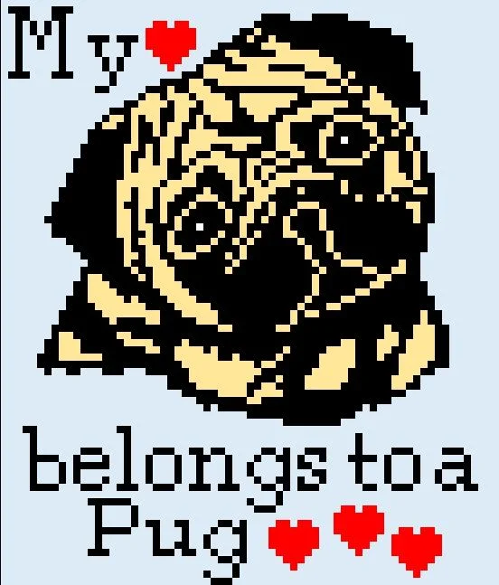 Heart Belongs to a Pug Afghan, C2C Crochet Pattern