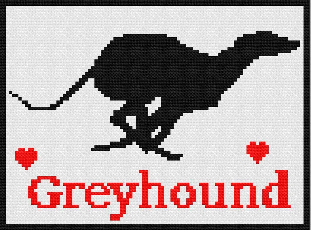 Greyhound Silhouette Afghan, C2C Crochet Pattern