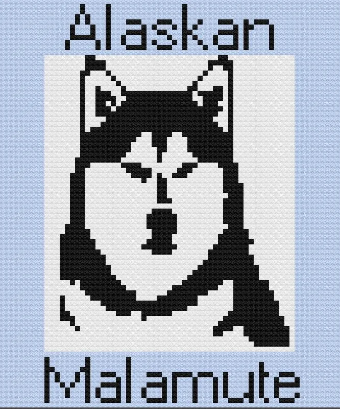 Alaskan Malamute Afghan C2C Crochet Pattern