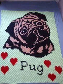 Pug Afghan, C2C Crochet Pattern