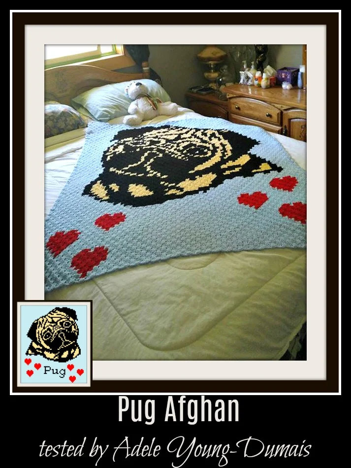 Pug Afghan, C2C Crochet Pattern