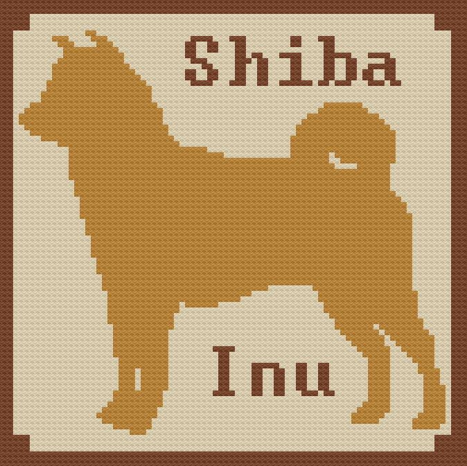 Shiba Inu Silhouette Afghan, C2C Crochet Pattern