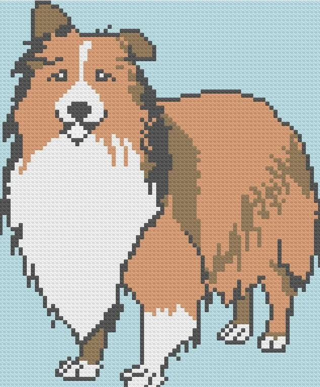 Shetland Sheepdog, Sheltie, Afghan C2C Crochet Pattern