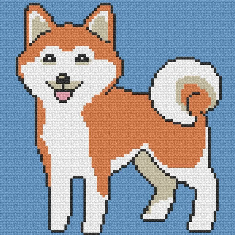 Shiba Inu Afghan, C2C Crochet Pattern
