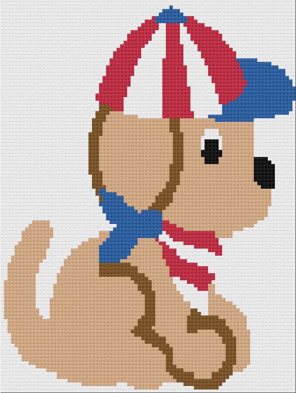 Patriotic Puppy Twin Afghan, C2C Graph