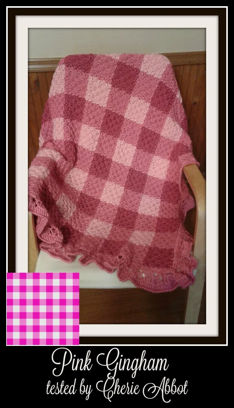 Pink Gingham Kids Afghan, C2C Crochet Pattern