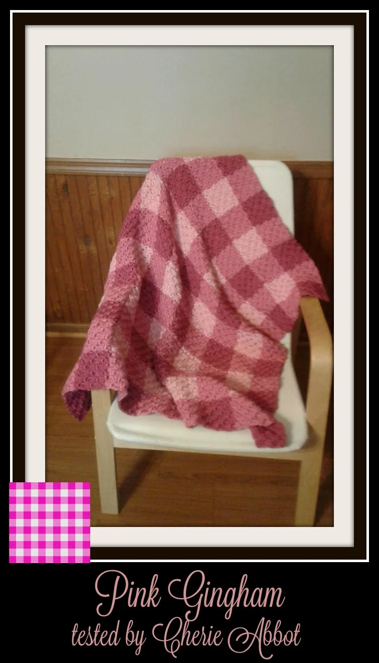 Pink Gingham Kids Afghan, C2C Crochet Pattern