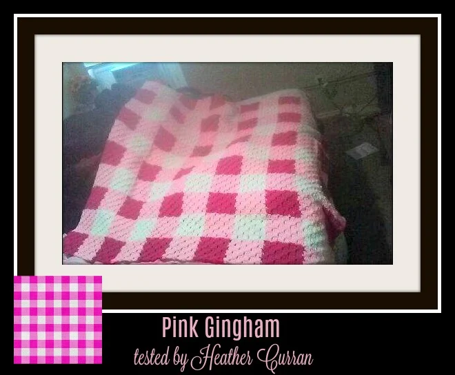Pink Gingham Kids Afghan, C2C Crochet Pattern