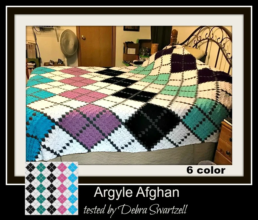Argyle Afghan 6 Color Queen Size C2C Crochet Pattern