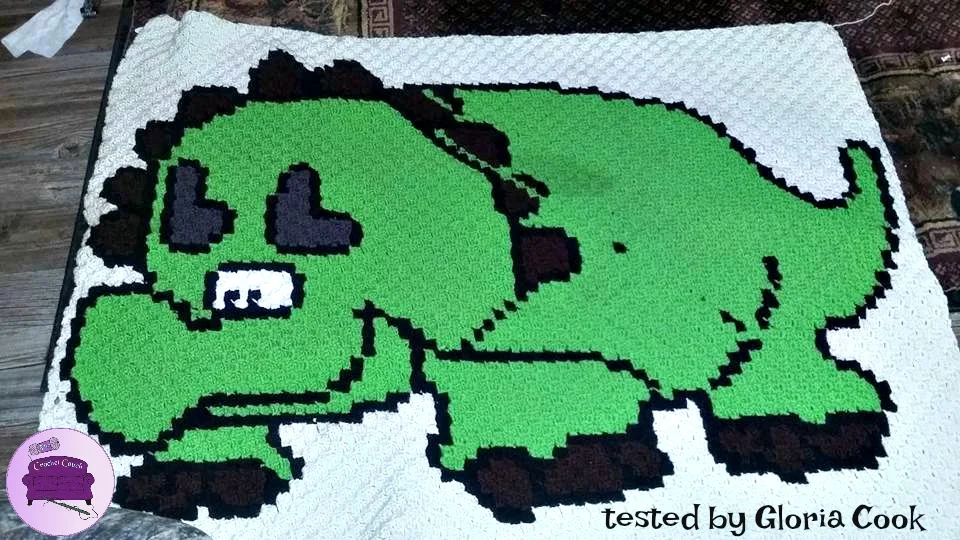 Triceratops Happy Kids Afghan C2C Crochet Pattern