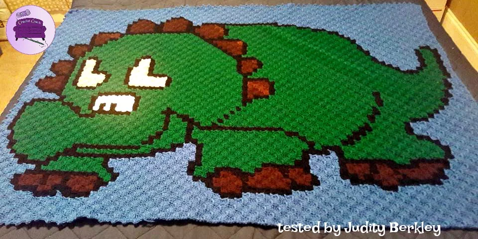 Triceratops Happy Kids Afghan C2C Crochet Pattern