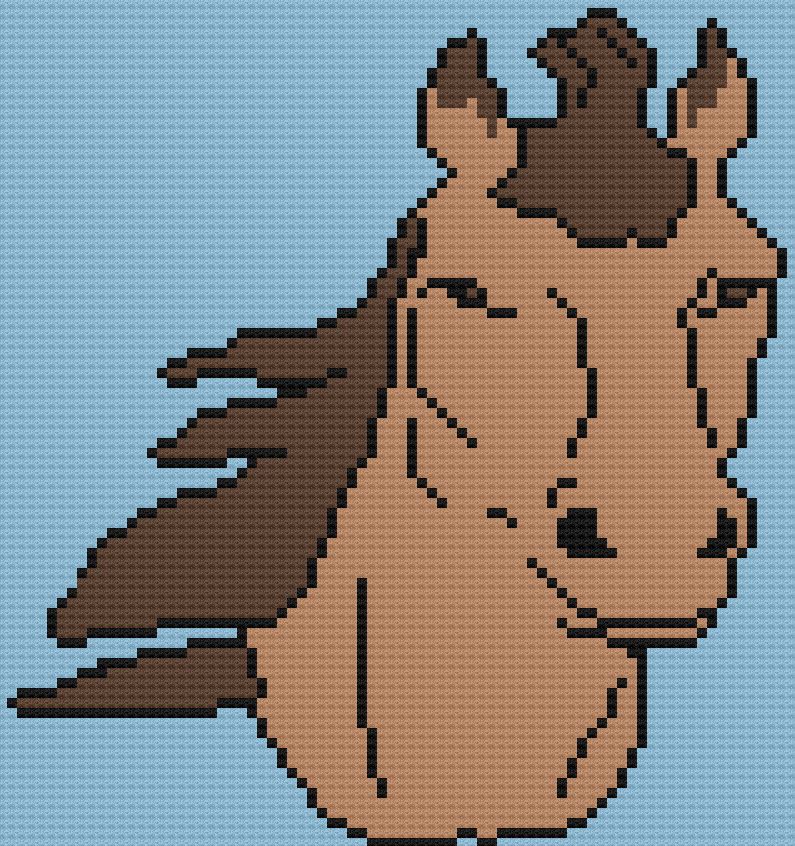 Horse Afghan 4 color C2C Crochet Pattern