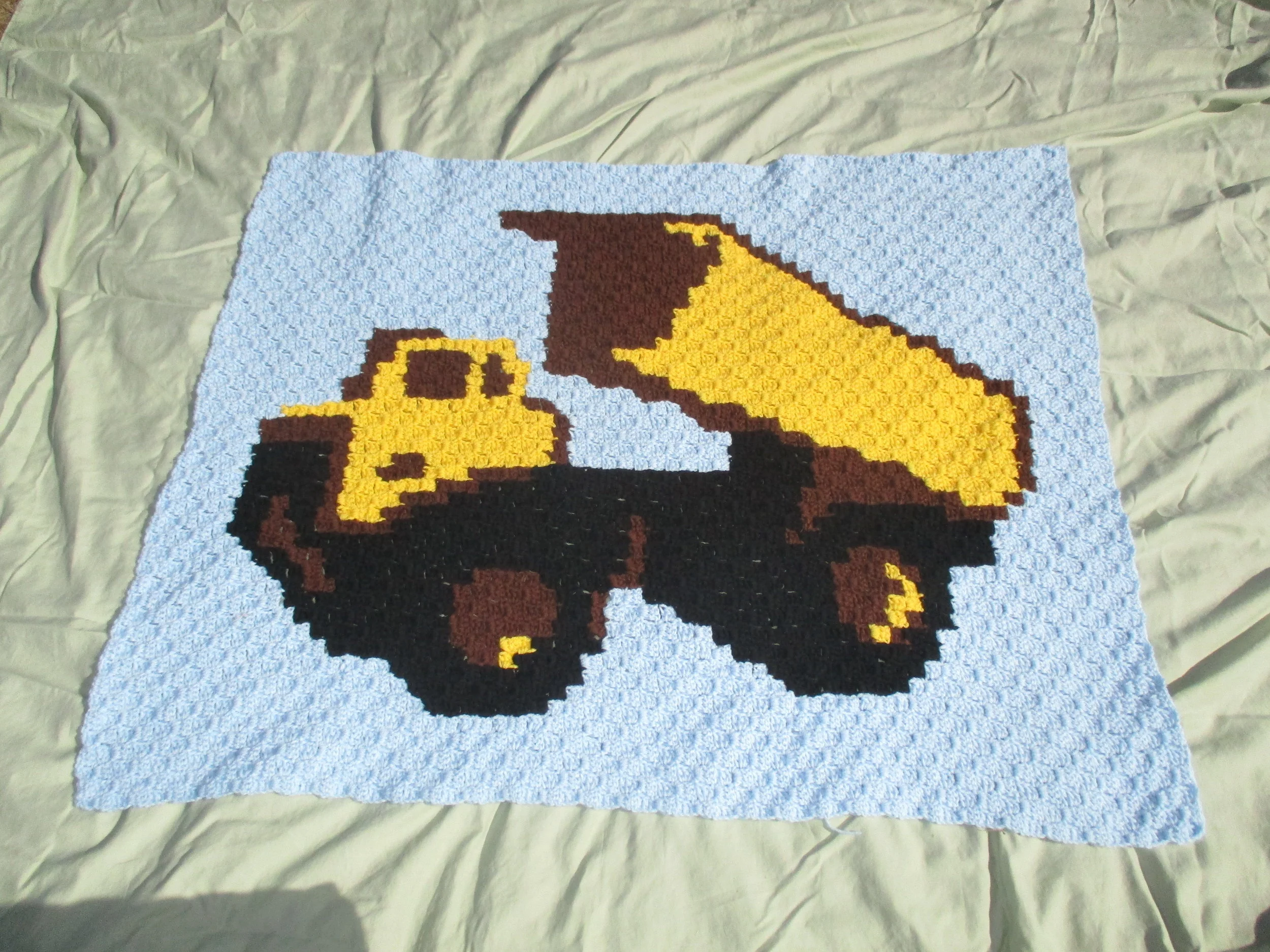 Dump Truck Kids Afghan, C2C Crochet Pattern