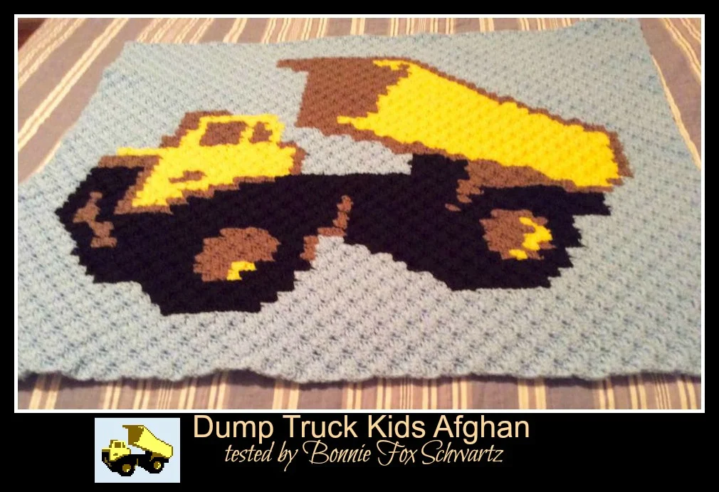Dump Truck Kids Afghan, C2C Crochet Pattern