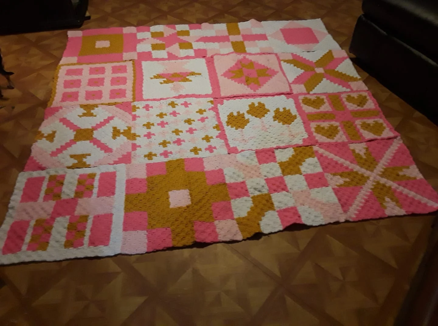 Quilted Ladies Afghan C2C Crochet Pattern