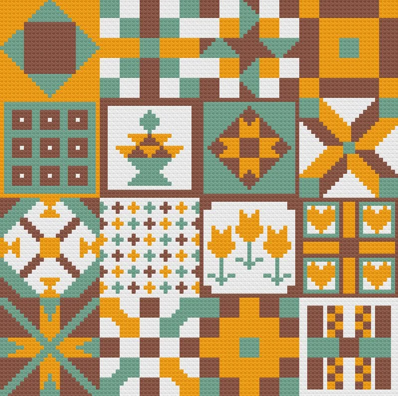 Quilted Ladies Afghan C2C Crochet Pattern