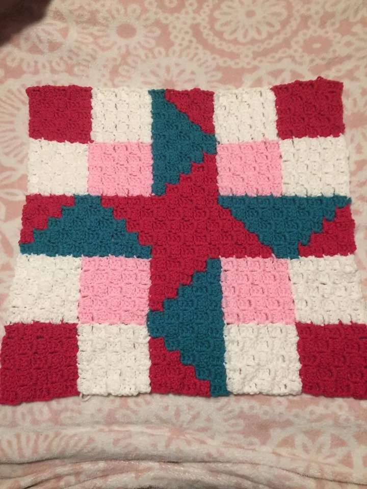 #3 Roberta Quilt Square, C2C Crochet Pattern