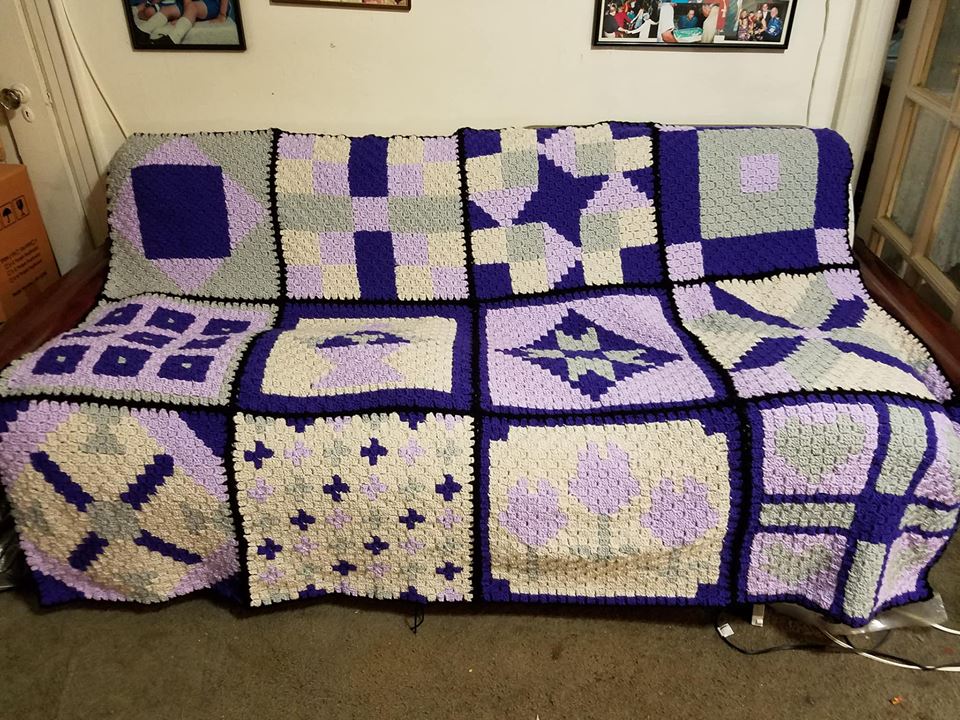 Quilted Ladies Afghan C2C Crochet Pattern