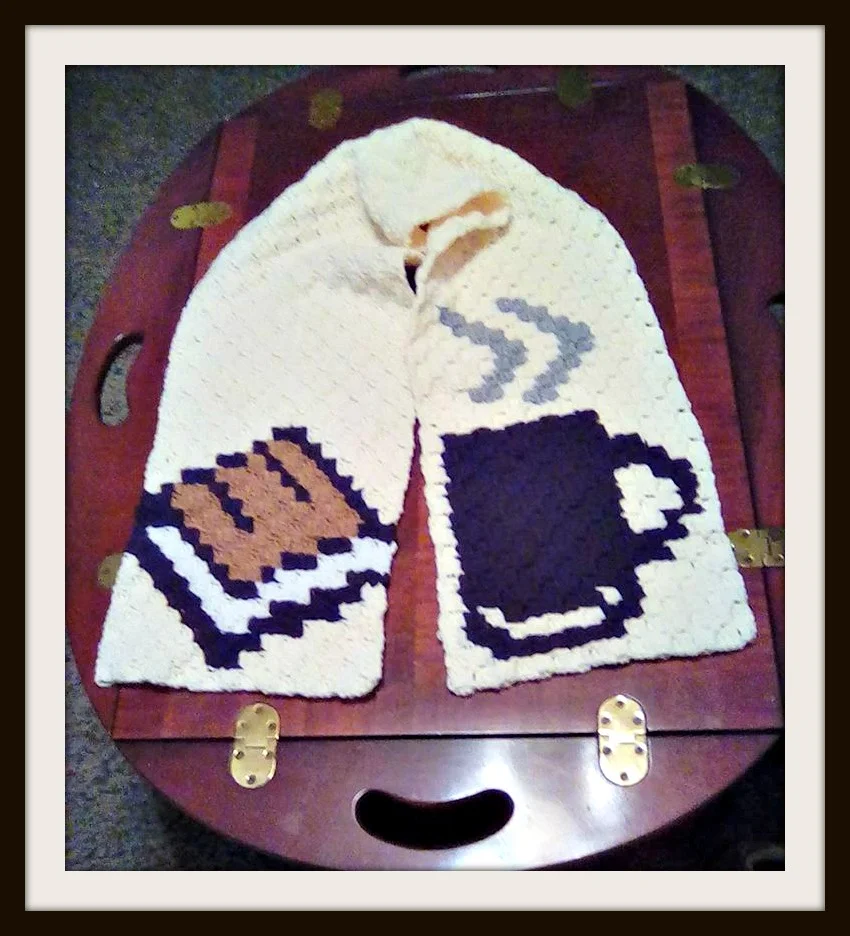 Coffee and a Book Scarf, C2C Crochet Pattern