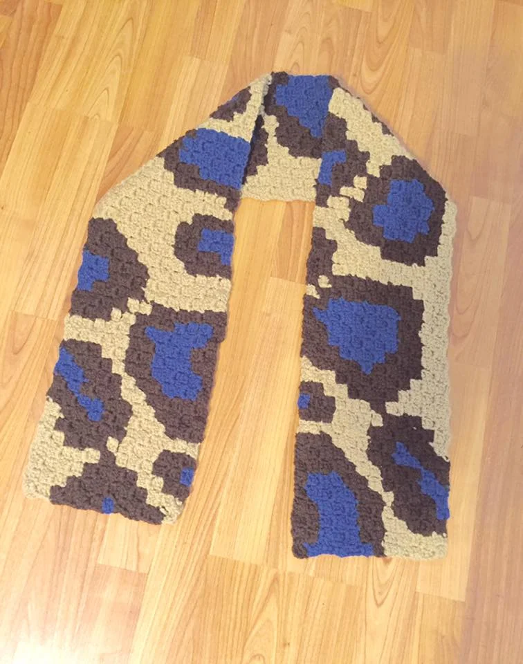 Cheetah Print Scarf, C2C Crochet Pattern