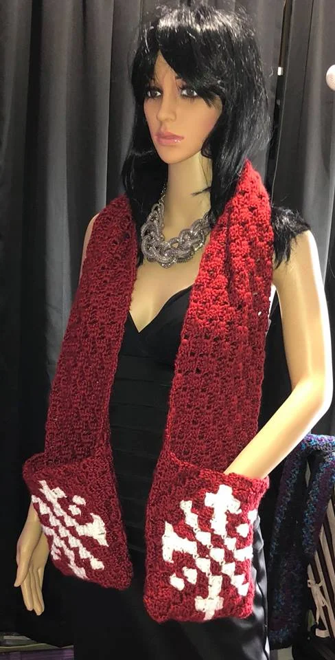Snowflake Scarf with Pockets, C2C Crochet Pattern